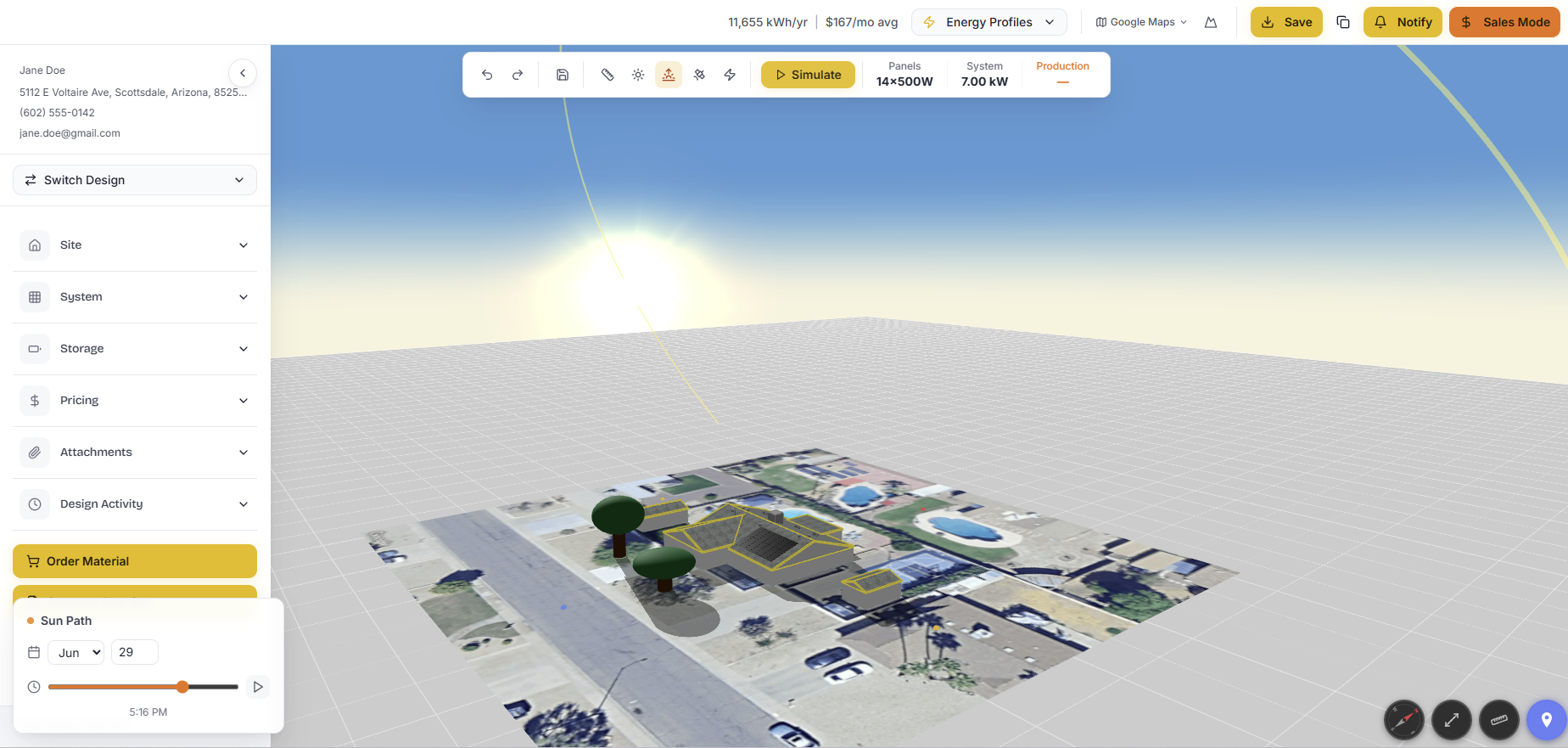 SolarDesk 3D solar design with sun path simulation