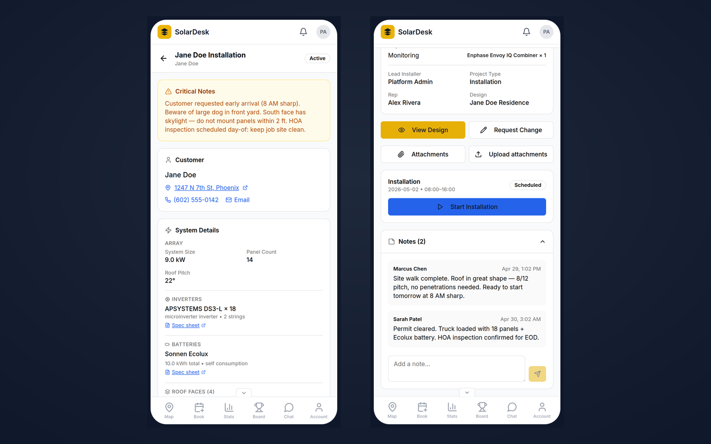 SolarDesk Mobile Installer - Your install crews, fully briefed in their pocket